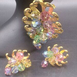 PARK LANE gold tone necklace & Earrings set Crystals